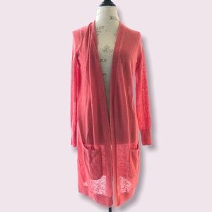 NWT Halogen Long Linen Coral Cardigan